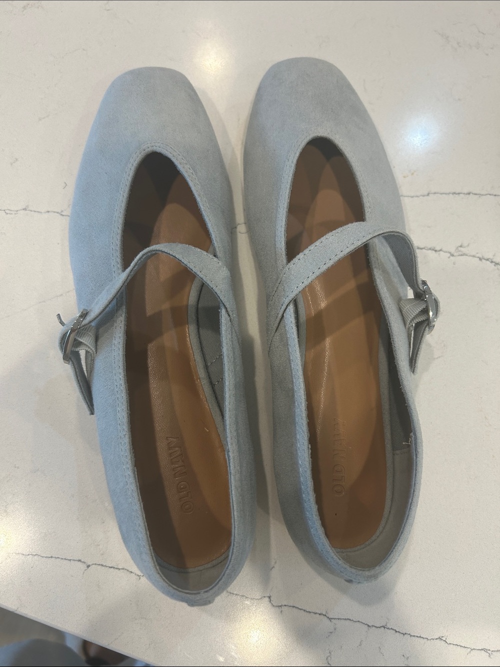 Old Navy Light Blue Suede Mary Jane Flats NWOT size 9, run large